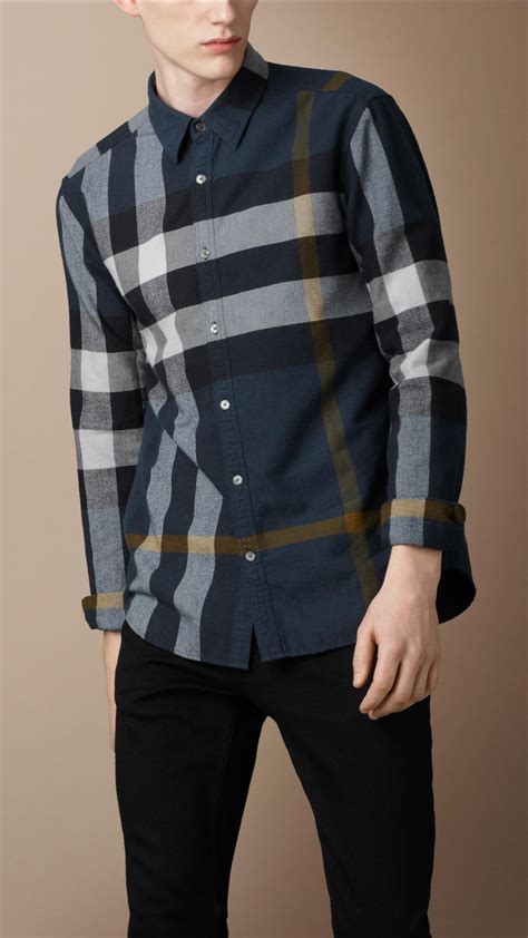 burberry brit black mens shirts|burberry flannel shirt men's.